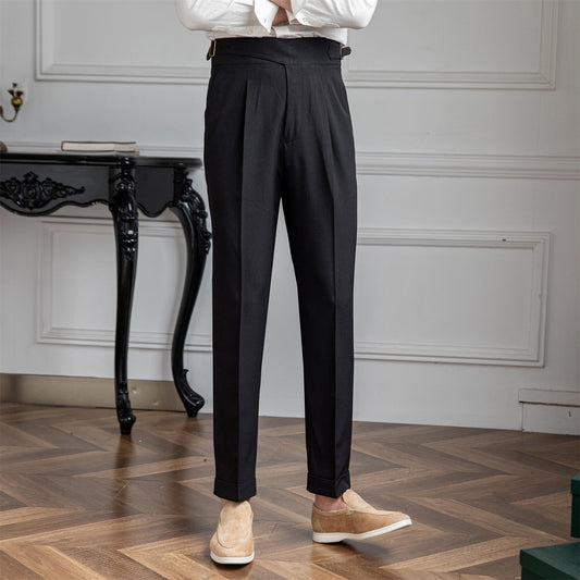 Thin High-waisted Straight-leg Pants With A Casual Drape