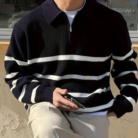BLACK STRIPED ZIPPER
